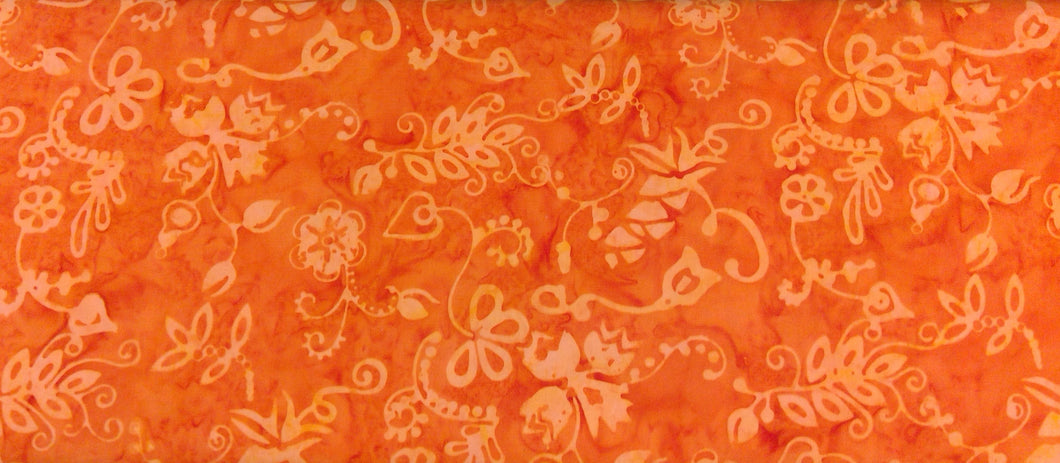 Celestial Batik Orange With Flowers