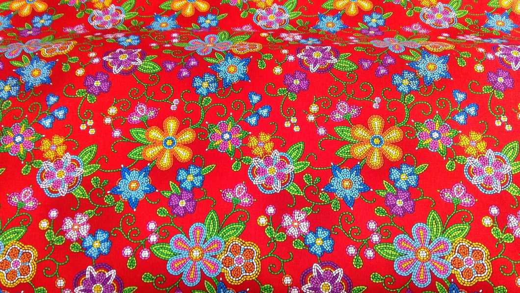 Canvas Beaded Floral 1 Canvas Red